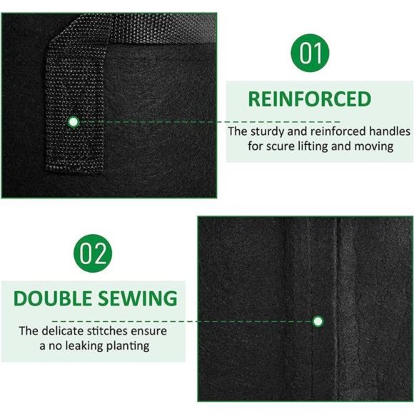 12-Pack 1 Gallon Thickened Non-Woven Grow Bags,Aeration Fabric Pots with Handles - Picture 2 of 7